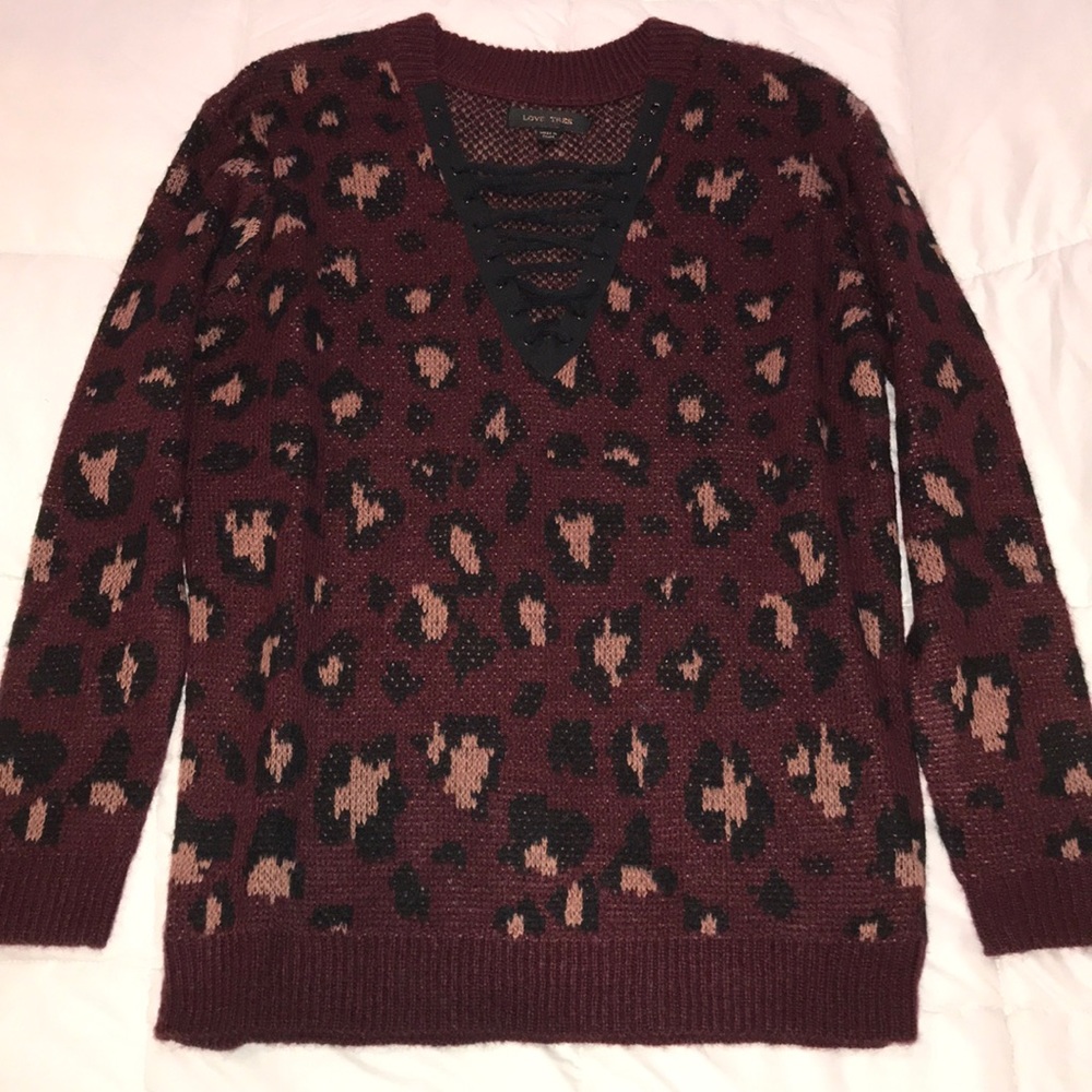 Wine/leopard Top